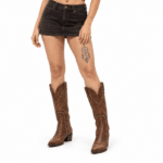 Bottes cowboy femme marron cognac cloutées