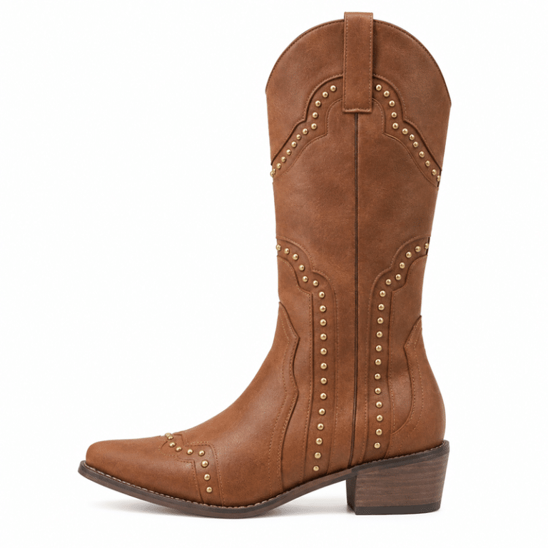 Bottes cowboy femme marron cognac cloutées (2)