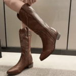 Bottes cowboy femme marron cognac cloutées (7)