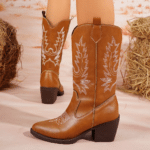 Bottes cowboy femme mi-mollet camel (2)