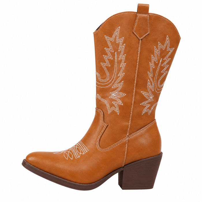 Bottes cowboy femme mi-mollet camel (3)
