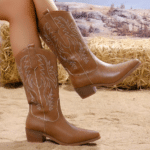 Bottes cowboy femme mi-mollet caramel (1)