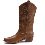 Bottes cowboy femme mi-mollet caramel (2)