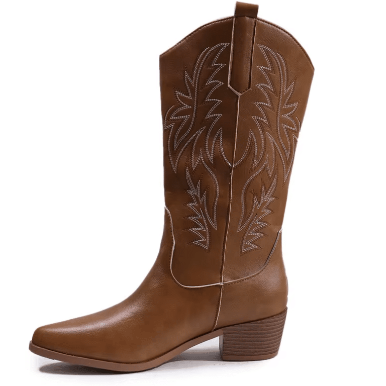 Bottes cowboy femme mi-mollet caramel (2)