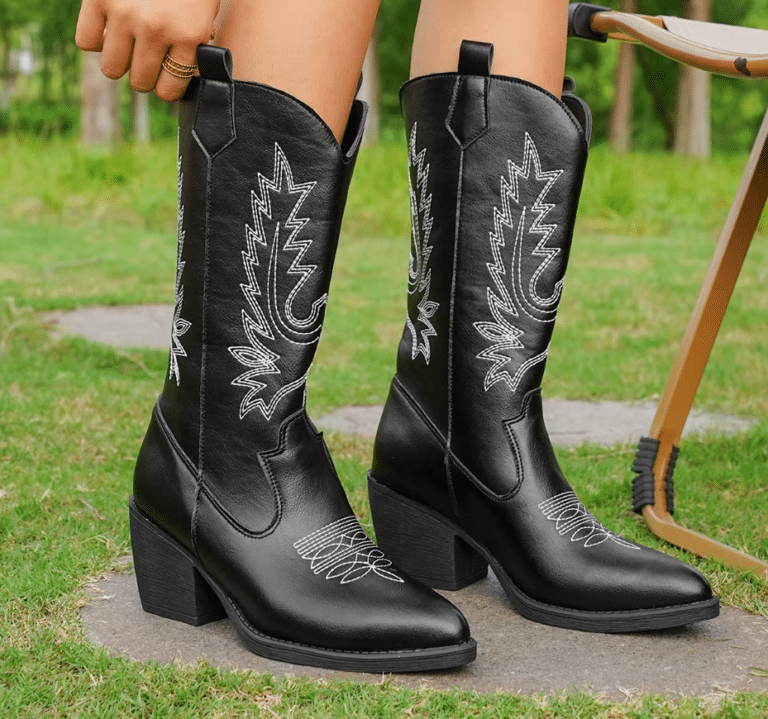 Bottes cowboy femme mi-mollet noir (1)
