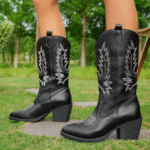 Bottes cowboy femme mi-mollet noir (2)