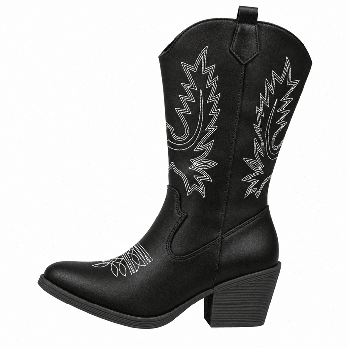 Bottes cowboy femme mi-mollet noir (3)
