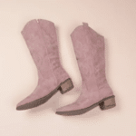Bottes cowboy femme rose poudré tige haute (4)