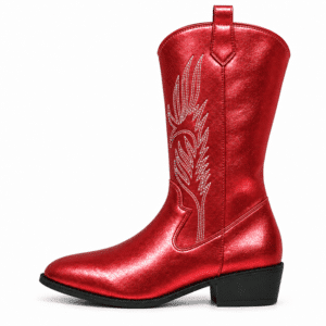 Bottes cowboy femme rouges broderies blanches
