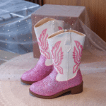 Bottes fille roses princesse western paillettes (1)