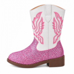 Bottes fille roses princesse western paillettes (2)