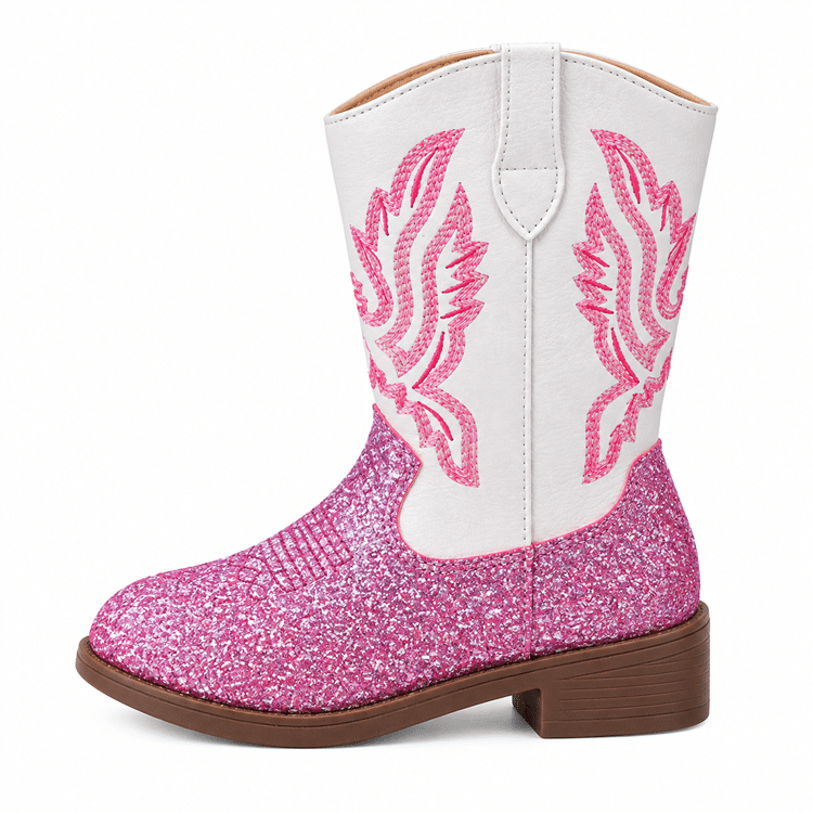 Bottes fille roses princesse western paillettes (2)