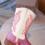 Bottes fille roses princesse western paillettes (6)