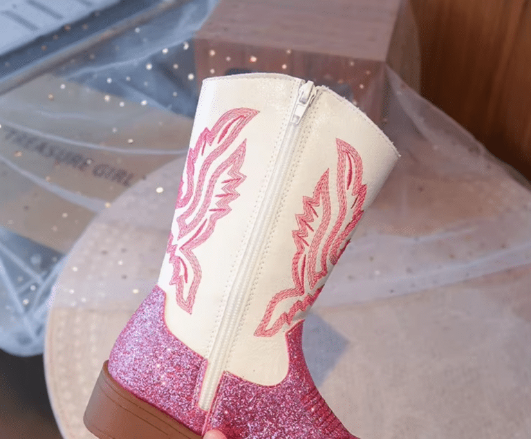 Bottes fille roses princesse western paillettes (6)