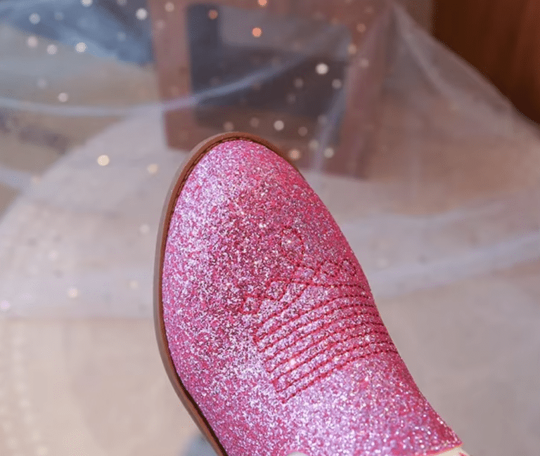 Bottes fille roses princesse western paillettes (7)