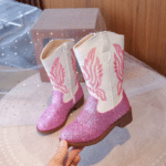 Bottes fille roses princesse western paillettes (8)