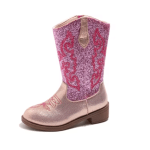 Bottes fille roses western à paillettes