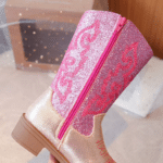 Bottes fille roses western à paillettes (7)