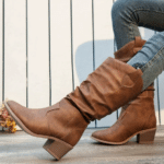 Bottes western femme cognac aspect cuir patiné (1)