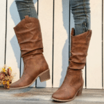 Bottes western femme cognac aspect cuir patiné (4)