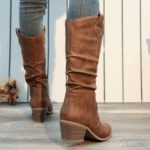 Bottes western femme cognac aspect cuir patiné (6)