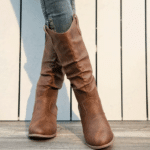 Bottes western femme cognac aspect cuir patiné (7)