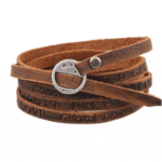 Bracelet country cuir marron multirang inscriptions gravées (1)