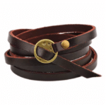 Bracelet cowboy cuir marron multirang (1)