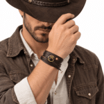 Bracelet cowboy cuir marron multirang (2)