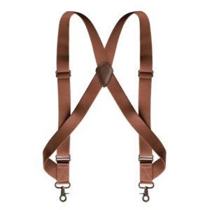 Bretelles marron en X mousquetons métalliques