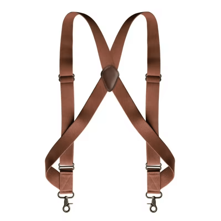 Bretelles marron en X mousquetons métalliques (3)