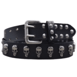 Ceinture biker noire cuir et têtes de mort (1)