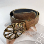 Ceinture country motifs floraux boucle ovale vintage (3)