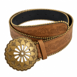 Ceinture country motifs floraux boucle ronde vintage