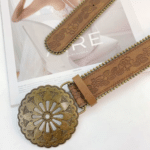 Ceinture country motifs floraux boucle ronde vintage (4)