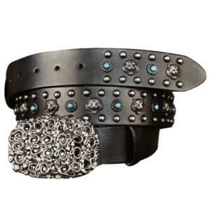 Ceinture cowboy cuir grande boucle motifs western