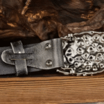 Ceinture cowboy cuir grande boucle motifs western (3)