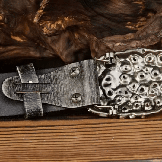 Ceinture cowboy cuir grande boucle motifs western (3)