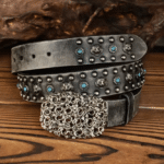 Ceinture cowboy cuir grande boucle motifs western (4)