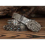 Ceinture cowboy cuir grande boucle motifs western (5)