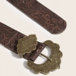 Ceinture cowboy femme marron boucle dorée vintage (3)