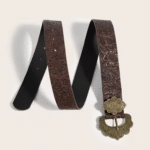 Ceinture cowboy femme marron boucle dorée vintage (4)