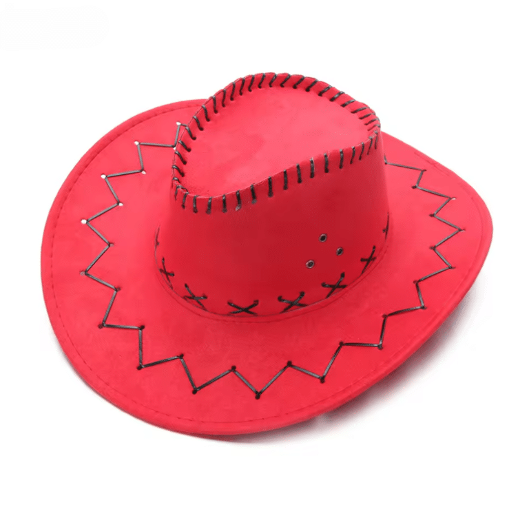 Chapeau cowboy Jessie rouge coutures noires (1)