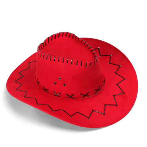 Chapeau cowboy Jessie rouge coutures noires (2)