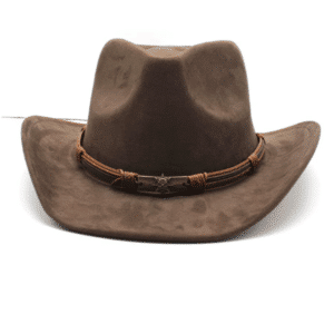 Chapeau cowboy marron médaillon tête de mort
