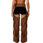 Chaps femme marron longues franges style cowboy (1)