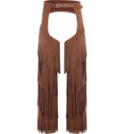 Chaps femme marron longues franges style cowboy (4)