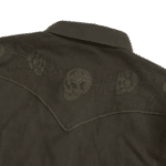 Chemise cowboy homme traditionnelle kaki brodée 100 % coton (1)