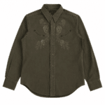 Chemise cowboy homme traditionnelle kaki brodée 100 % coton (7)