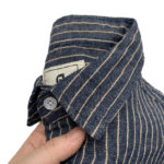 Chemise cowboy vintage lin et coton rayures bleues (1)